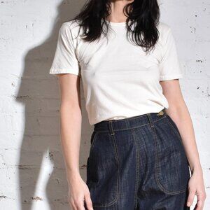 Judi Rosen short sleeve crew tee in organic cotton & hemp jersey in off-white